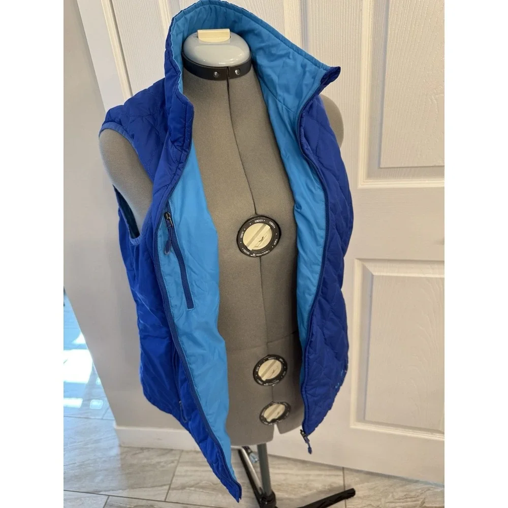 LL BEAN Women's Blue Turquoise LIGHTWEIGHT QUILTED Insulated REVERSIBLE VEST L